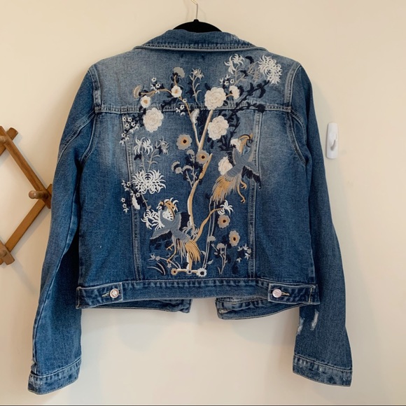 bebe Jackets & Blazers - Embroidered Denim Jean Jacket by Bebe